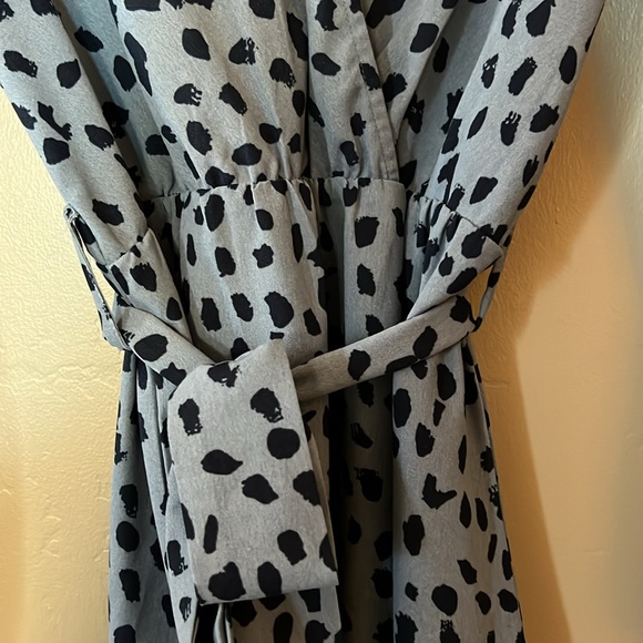 Boho Long-sleeved Maxi Dress- blue leopard print - Picture 9 of 11